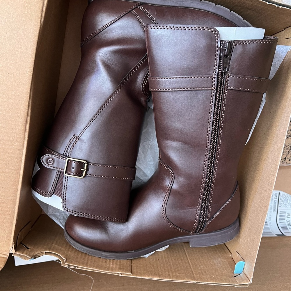 Tried Ride Kids Shoes Size1 Brown Leather Knee-High Boots